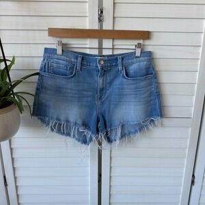L'AGENCE Revolve Audrey Denim Cut Off Shorts Ashford Light Wash Raw Hem Size 27‎